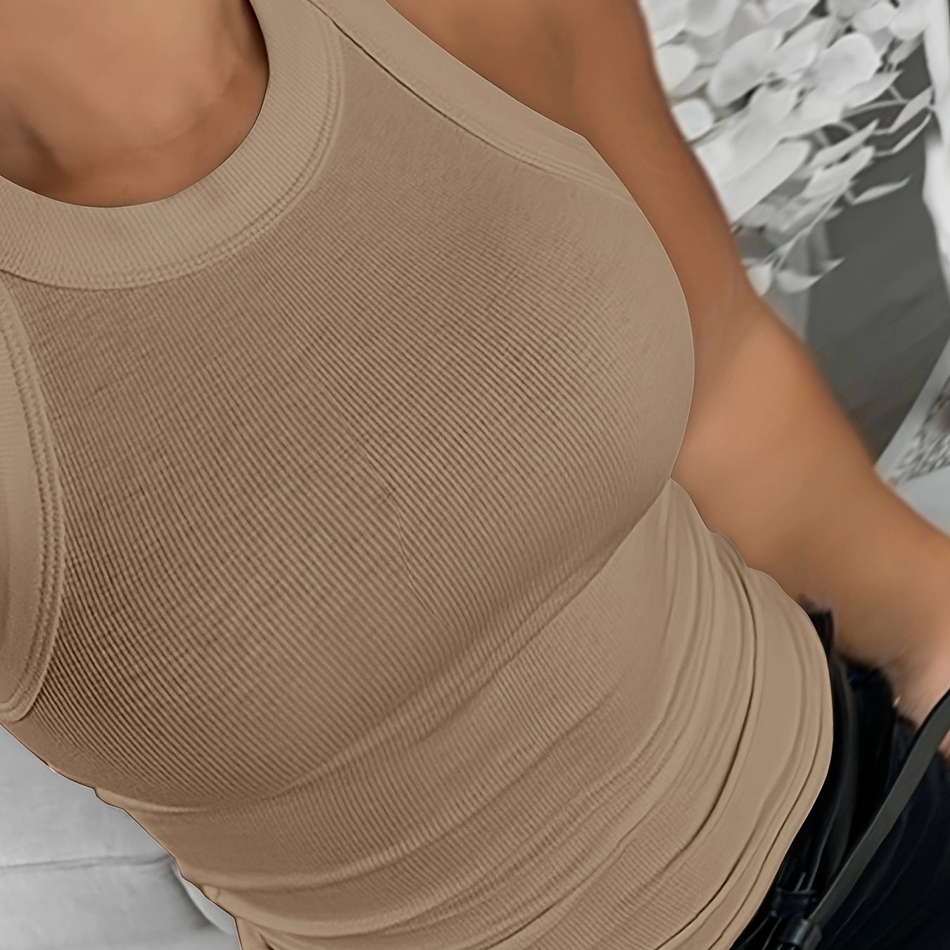 Женская безрукавка-майка с ребристой тканью, большой размер, белая, повседневный стиль