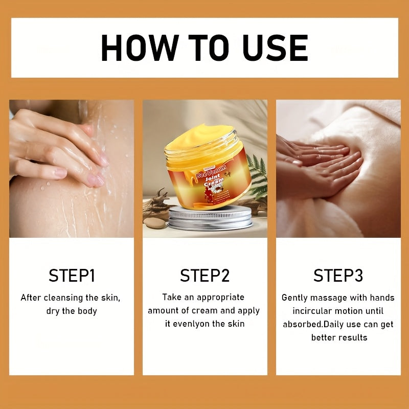 Crema de masaje articular con veneno de abeja 150g, crema corporal hidratante y reafirmante con manzanilla, girasol, aloe, hipoalergénica