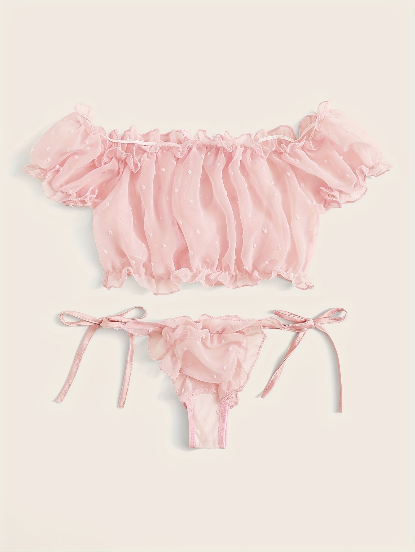 Women's Lace Lingerie Set with One-Shoulder Design Wave Stitching and Tie Belt