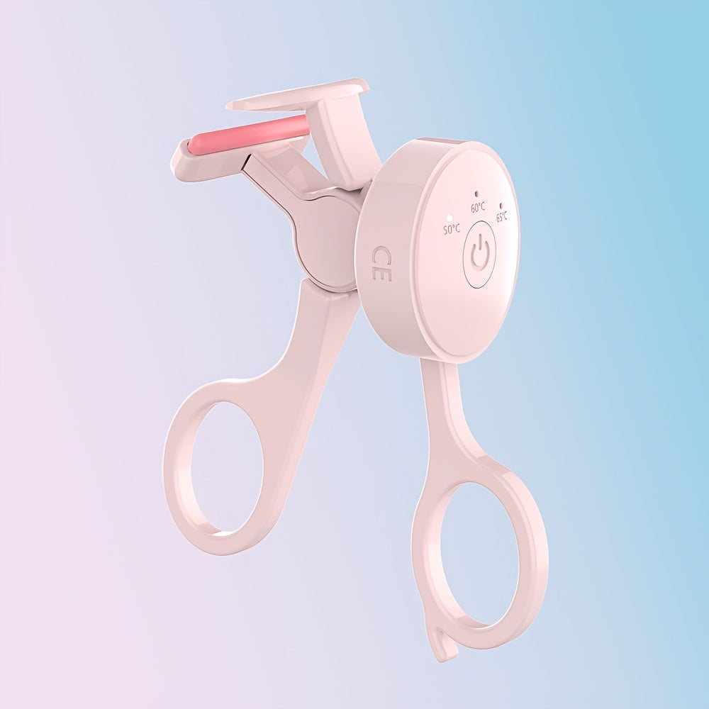 rizador de pestañas calefactable recargable con control de temperatura de 3 velocidades rosa