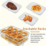 3-Piece Stainless Steel Air Fryer Accessories Non-Stick Rack Multi-Use Compatible with Most Air Fryers