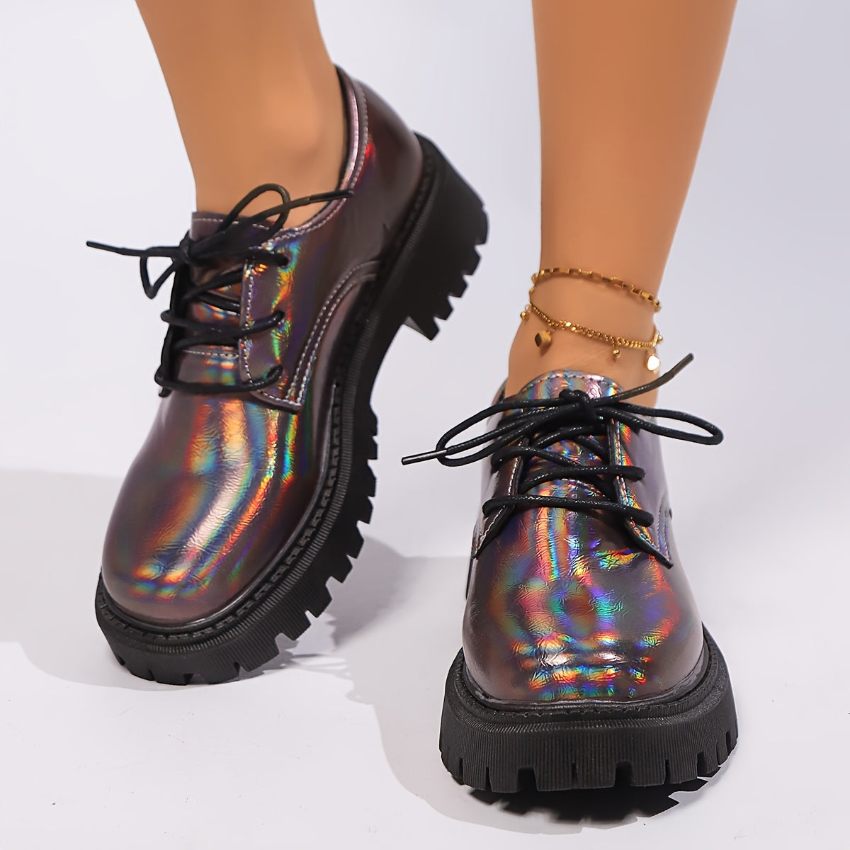 Women's Platform High Heel Boots Solid Color Lace-Up Dress Style