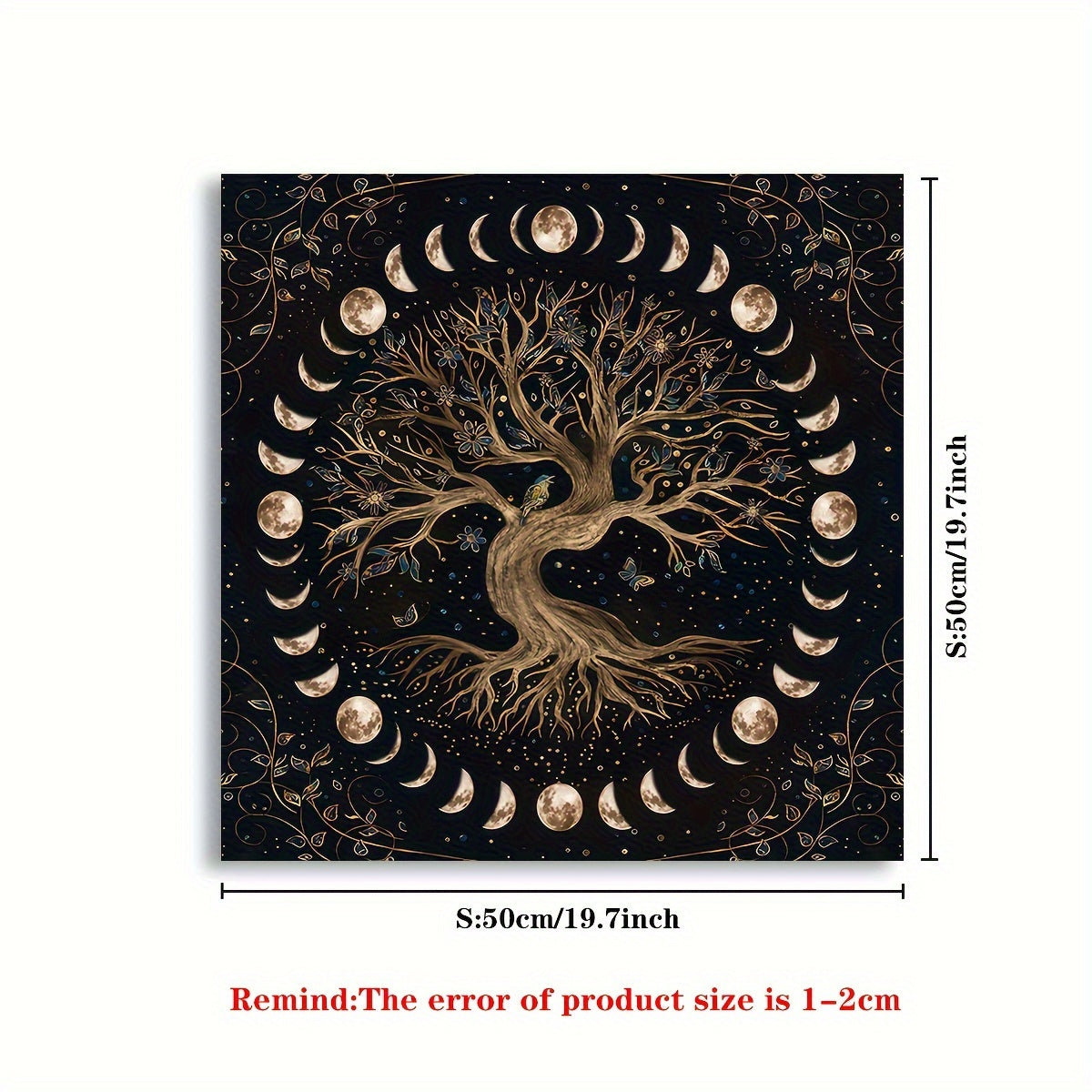 Tarot Tablecloth with Life Tree and Moon Phase Designs for Readings and Decor