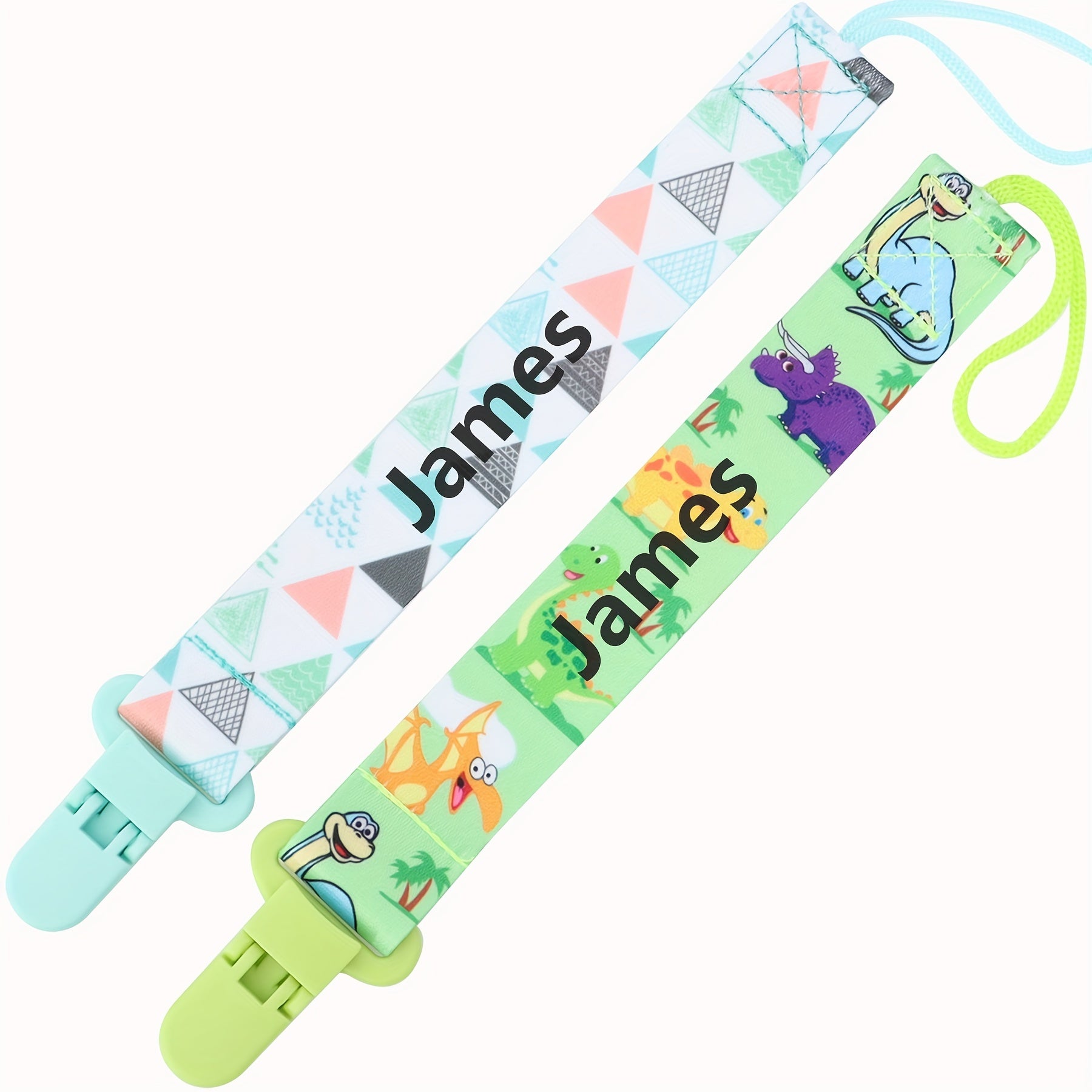 Handcrafted Baby Pacifier Chains Two-Pack Personalized Baptism Gift