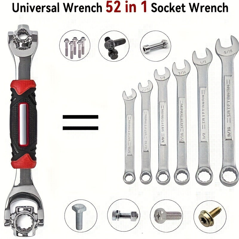 Multi-Functional Socket Wrench Set for Home and Car Repair, 52-in-1