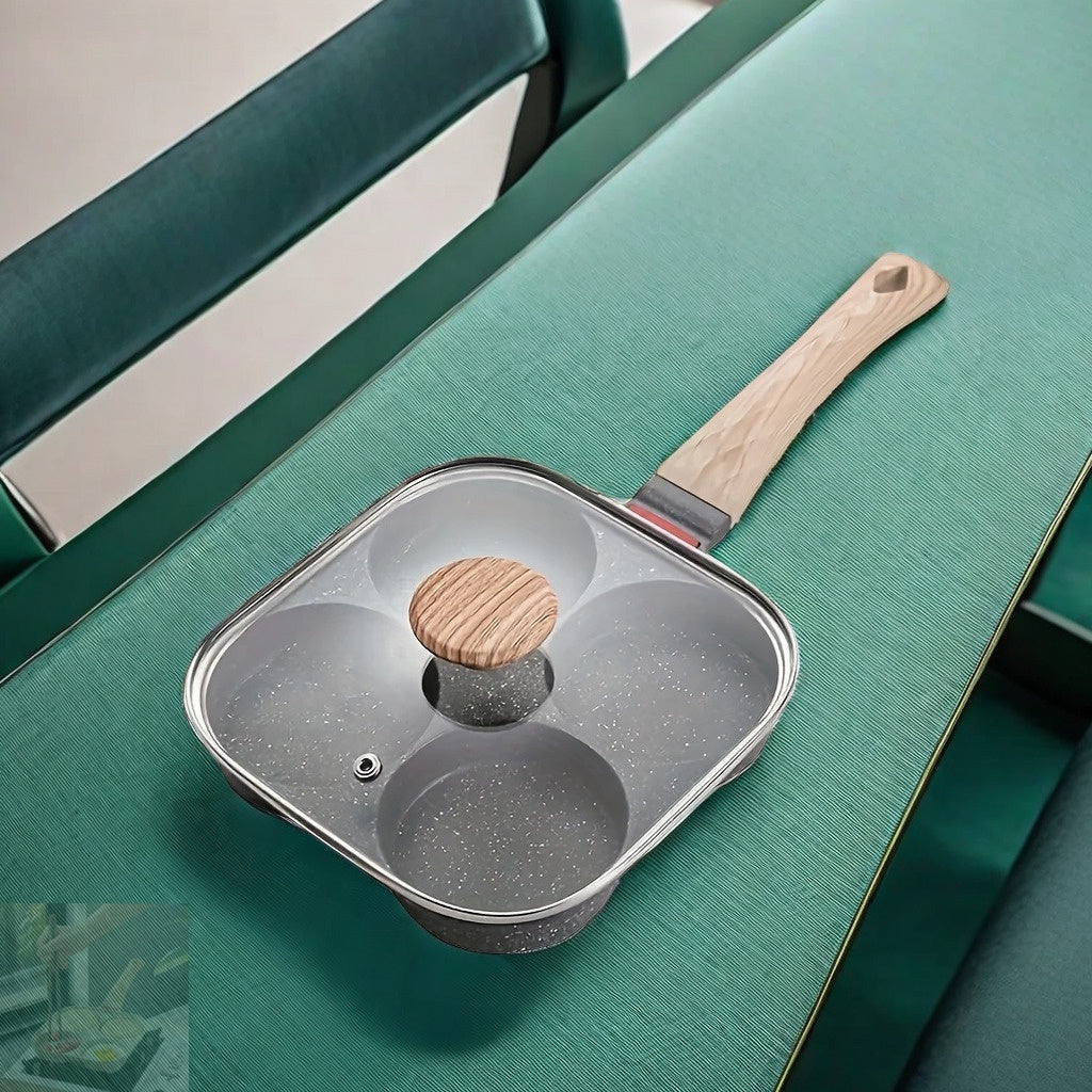 Olla de sopa de 4 secciones antiadherente con tapa, libre de Teflón, utensilios de cocina de fondo plano