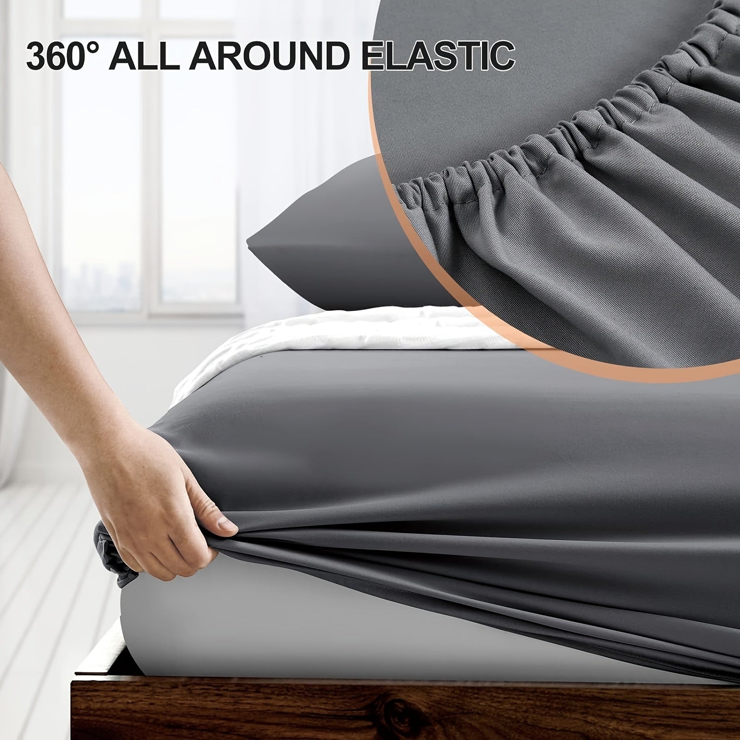 Fitted Sheet Microfiber Deep Pocket Breathable Hypoallergenic Wrinkle-Resistant