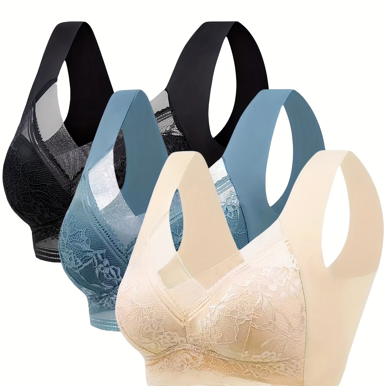 Women's Lace Wireless Bras Full Coverage Breathable Comfort Lingerie