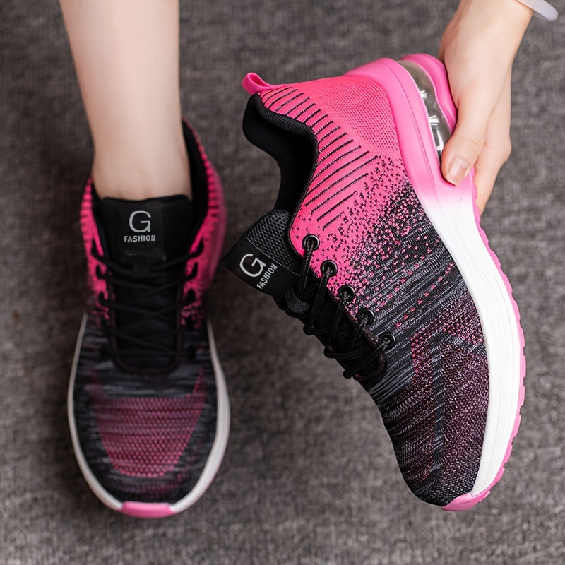 Women's Pink Black Gradient Safety Sneakers Air Cushion Slip-Resistant