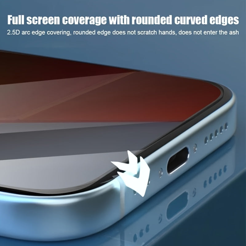 5pc Full Cover Privacy Screen Protector for iPhone Tempered Glass Dynamic Island Compatible Anti-Scratch Fingerprint Case Friendly