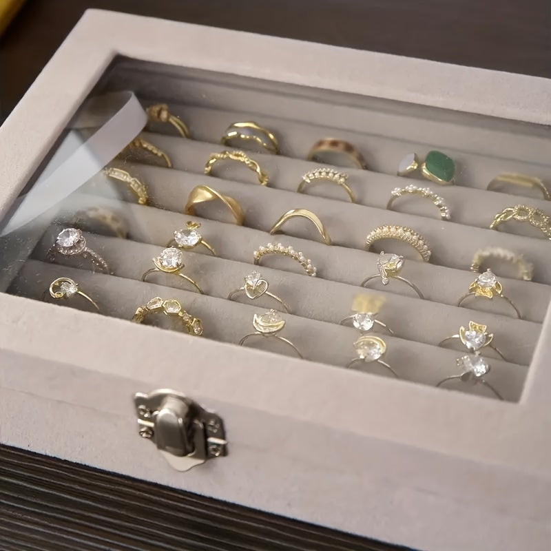 Бархатная шкатулка для украшений с защитной крышкой для колец, серег, ожерелий — органайзер для хранения