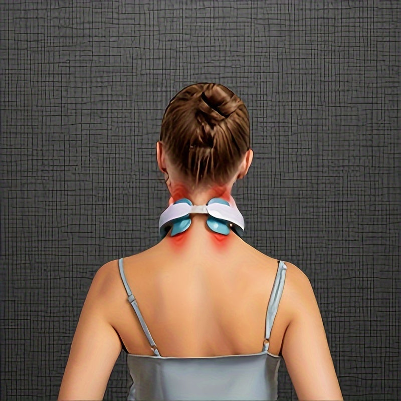 Masajeador de cuello recargable por USB portátil con 4 cabezales y diseño ergonómico