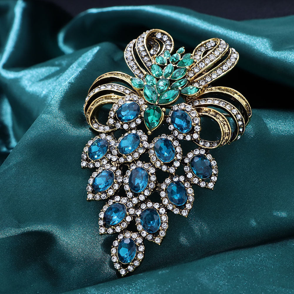 Crystal Grape Brooch with Rhinestones for Weddings and Formal Events