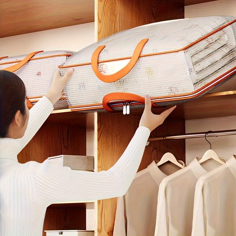 Bolsa de almacenamiento de malla de PVC impermeable para ropa y edredones, organizador de embalaje para mover debajo de la cama