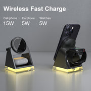 Magnetic Wireless Charger 15W for Phones Smart Watches Earphones Night Light