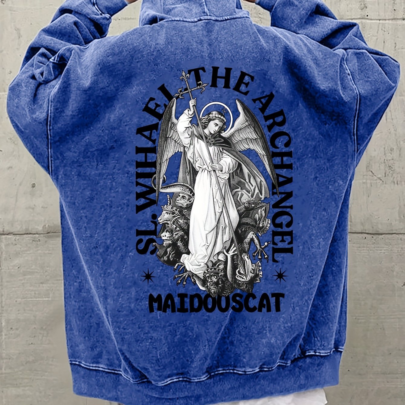 Plus Size Men's Hoodie Cotton Hooded Long Sleeve Casual Angel Print