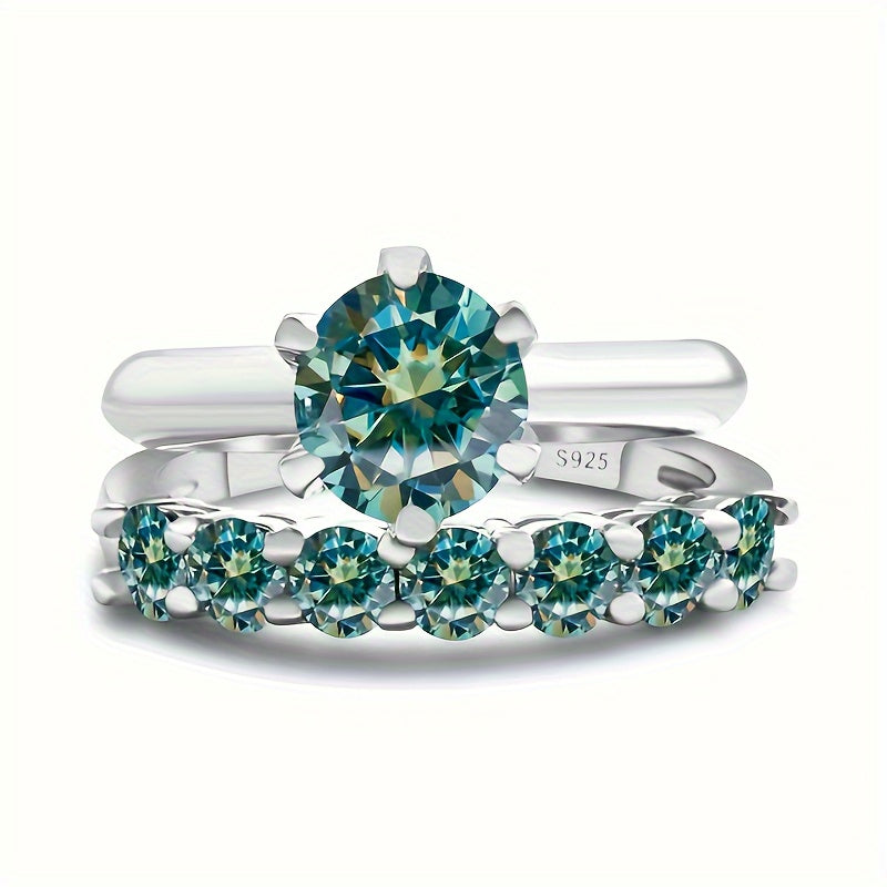 Sterling Silver to'y uzuklar to'plami 1.7CT Moissanite Fransuz uslubidagi yubiley uzuklari