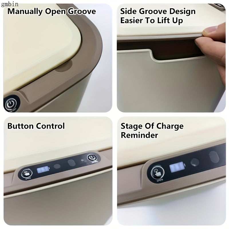High-Capacity Smart Sensor Trash Can with Lid Battery-Powered Large Capacity