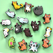 16pcs Cat Shoe Charms Soft Plastic Kittens with Striped and Solid Colors