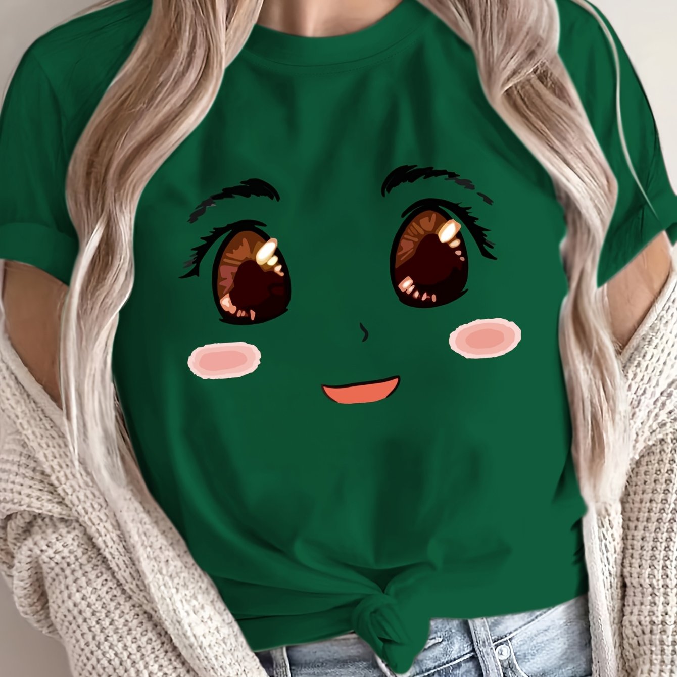 Women's Loose Large Size T-Shirt Spring Summer Casual Short Sleeve Breathable Fabric