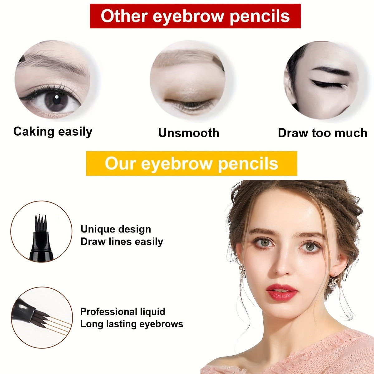 Waterproof Microblading Eyebrow Pencil with Micro-Fork Tip for Natural Makeup