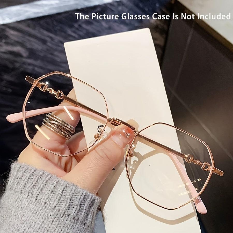 Gafas de bloqueo de luz azul para mujer con montura polygonal dorada para uso en ordenador y al aire libre