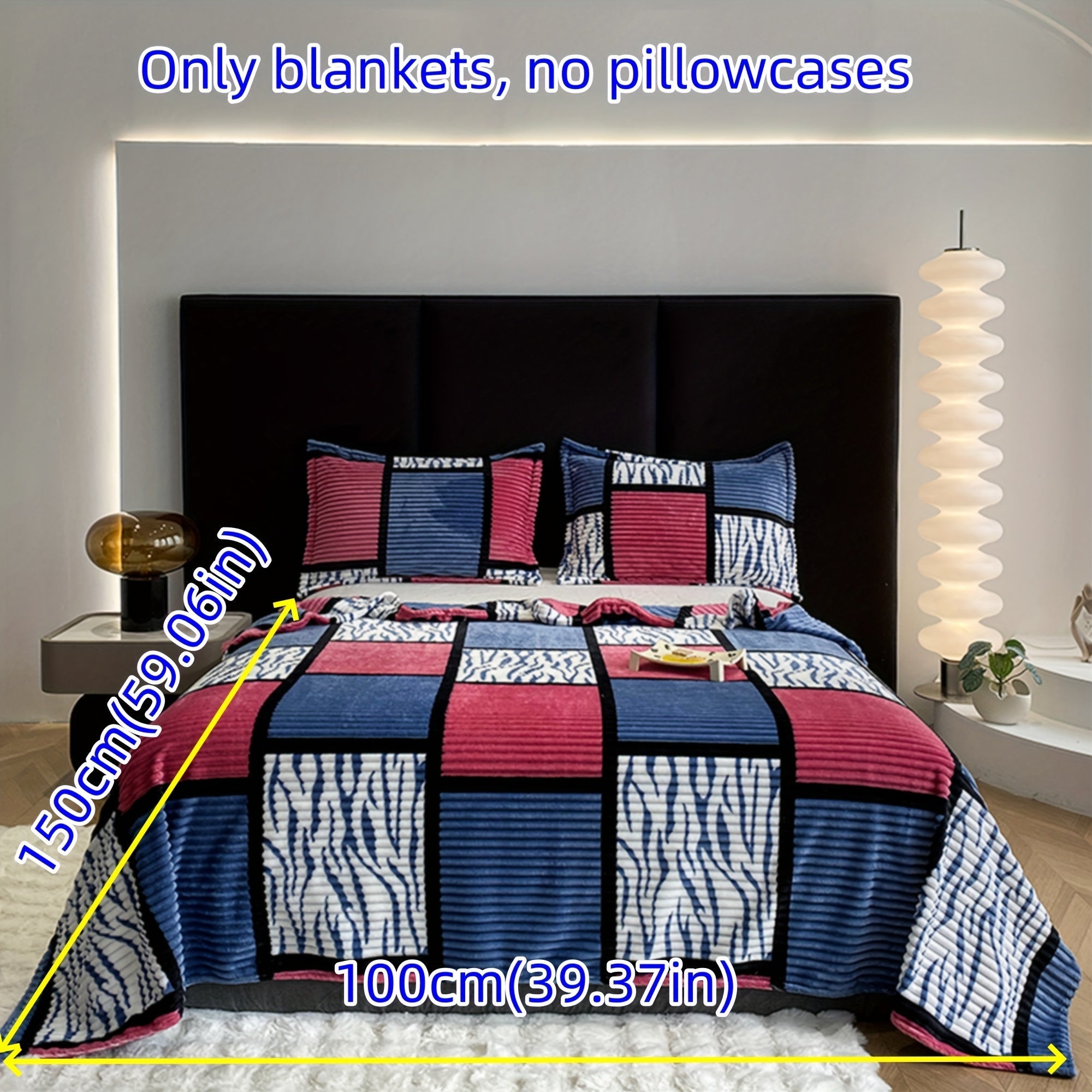 Striped Grid Blanket Lightweight Breathable All-Season Sofa Bed Travel 1 Piece