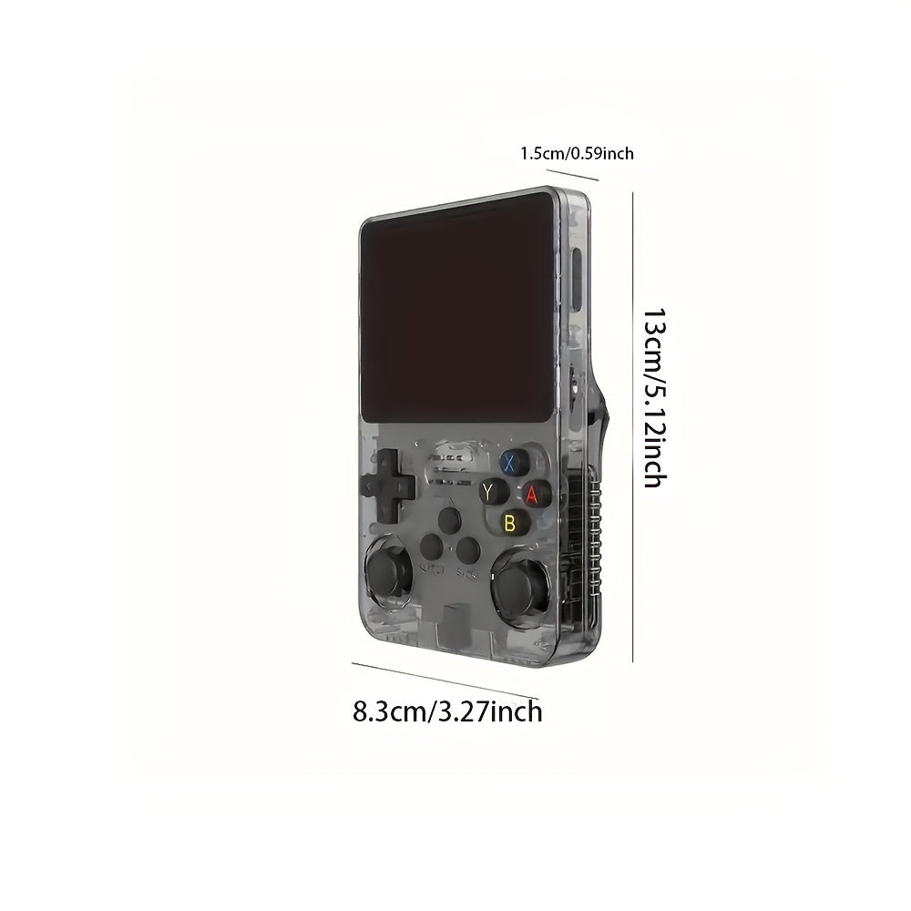 Retro Handheld Game Console 8.89cm IPS Screen Linux 64GB Emulator Rechargeable Battery in White Purple Transparent