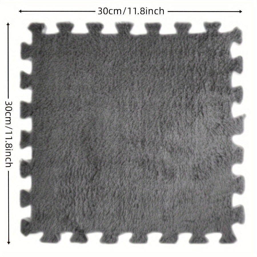 Juego de alfombra de área suave y esponjosa con losetas de espuma entrelazadas, antideslizante, 29.97cm