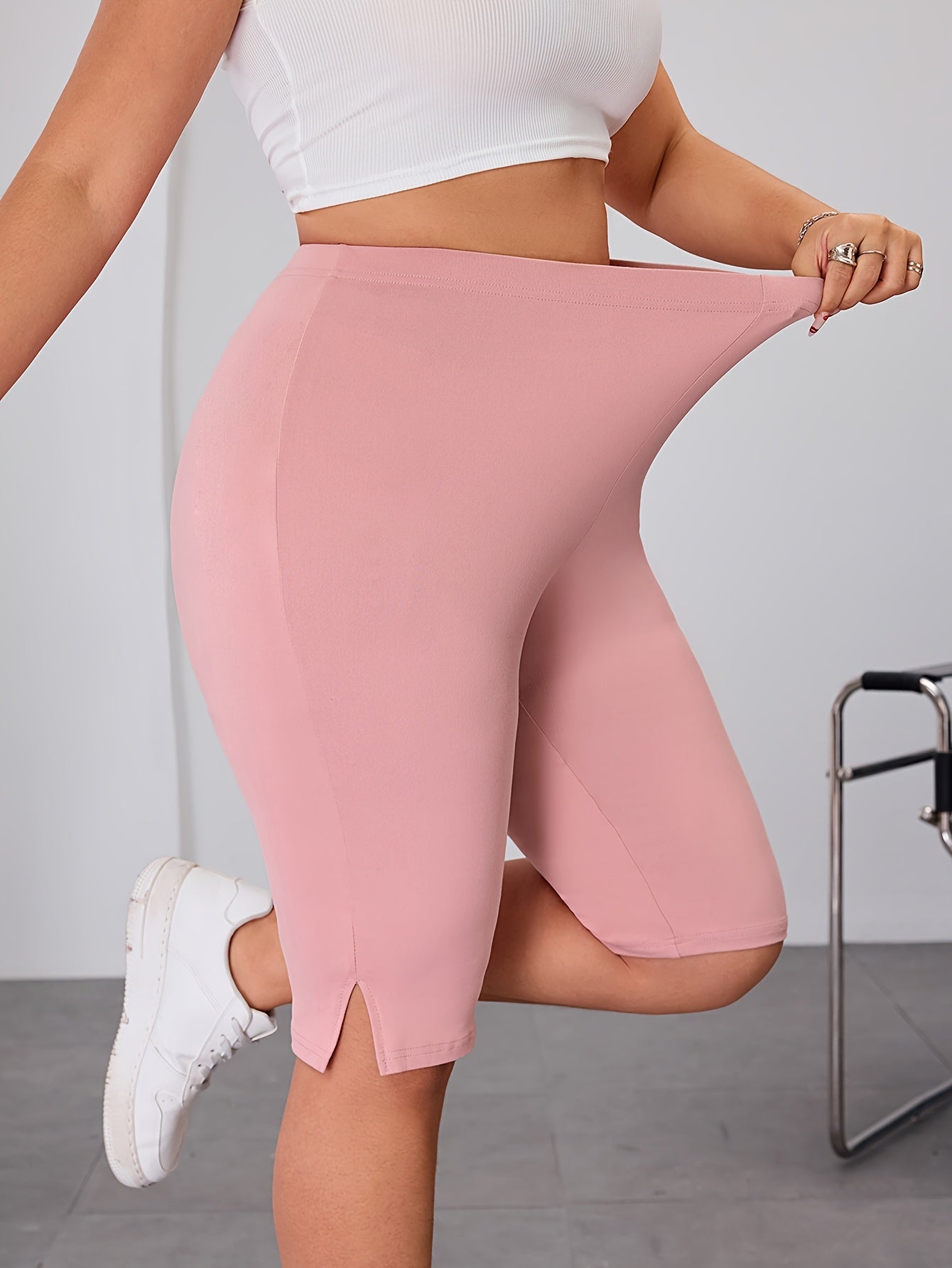 Women's Plus Size Stretch Polyester Split Hem Shorts Pack of 3