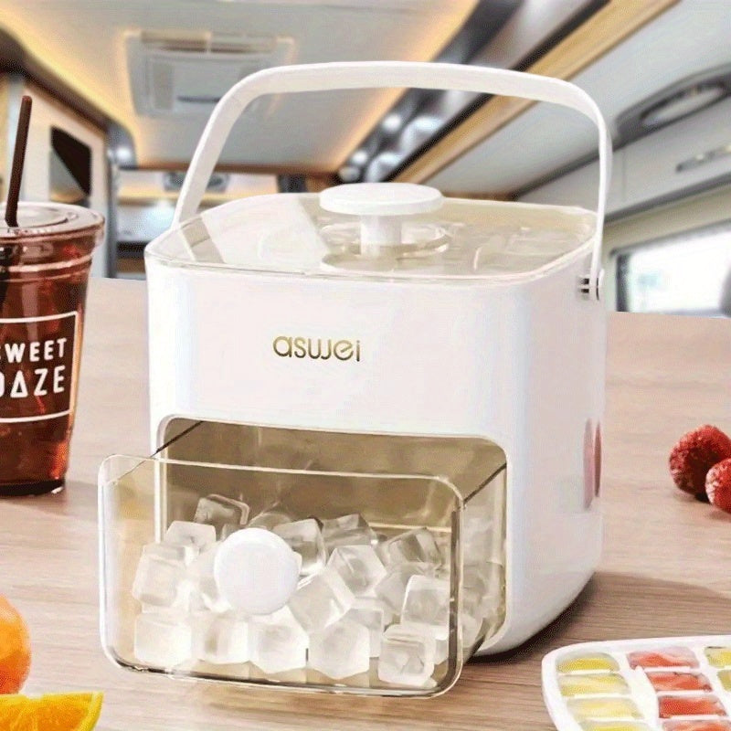 Large Capacity Dual-Layer Ice Maker with 48 Cubes and Safety Lid
