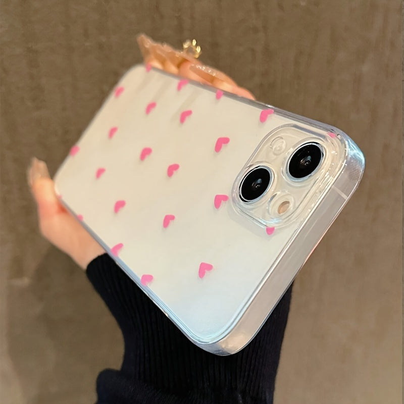 Pink TPU Phone Case for iPhone 15, 14, 13, 12, 11, XS, XR, X, 8, 7, 6, SE2, SE3, Mini, Plus, Pro Max with Love Pattern