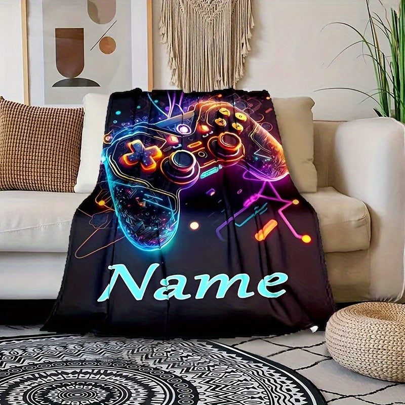Personalized Custom Gaming Controller Print Blanket Cozy Warm Couch Bed Travel Camping Living Room Office Machine Washable