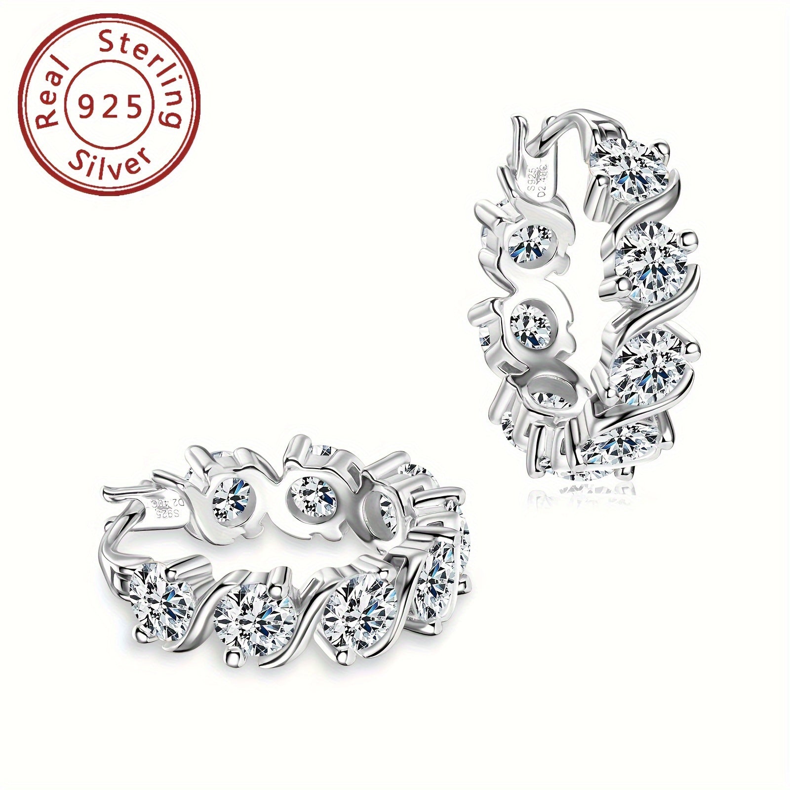 Sterling Silver Moissanite Earrings for Women 4mm Round 4.8ct Jewelry