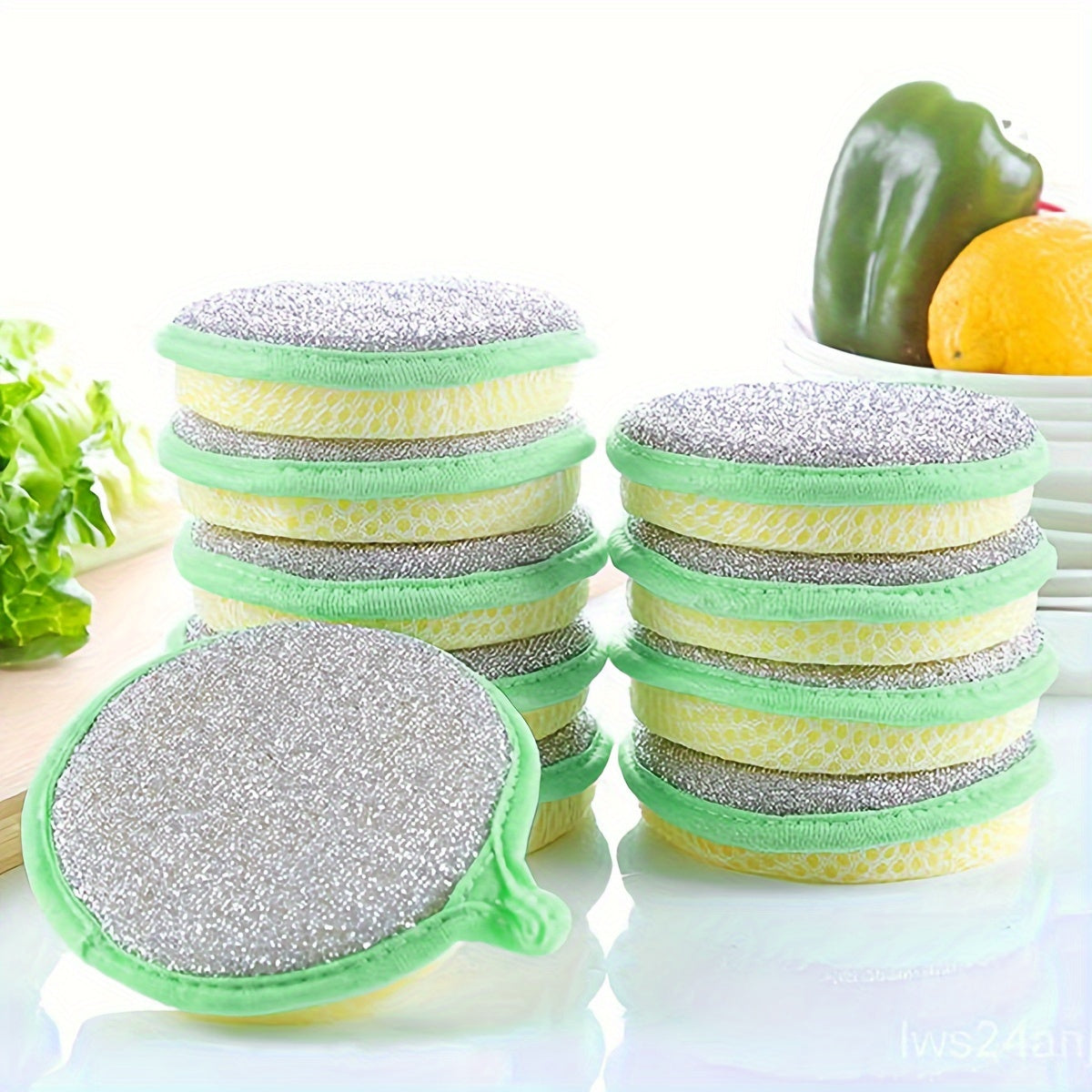 Contemporary Polyester Dish Scrubber Pack Non-Stick Oil Absorbent Round Kitchen Towel