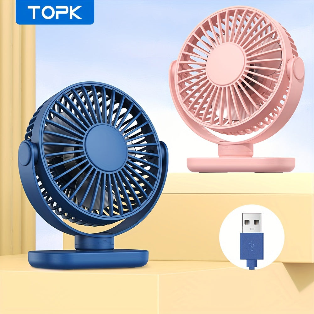 Personal USB Clip Desk Fan with Powerful Airflow, Whisper-Quiet, Portable, Adjustable Clamp