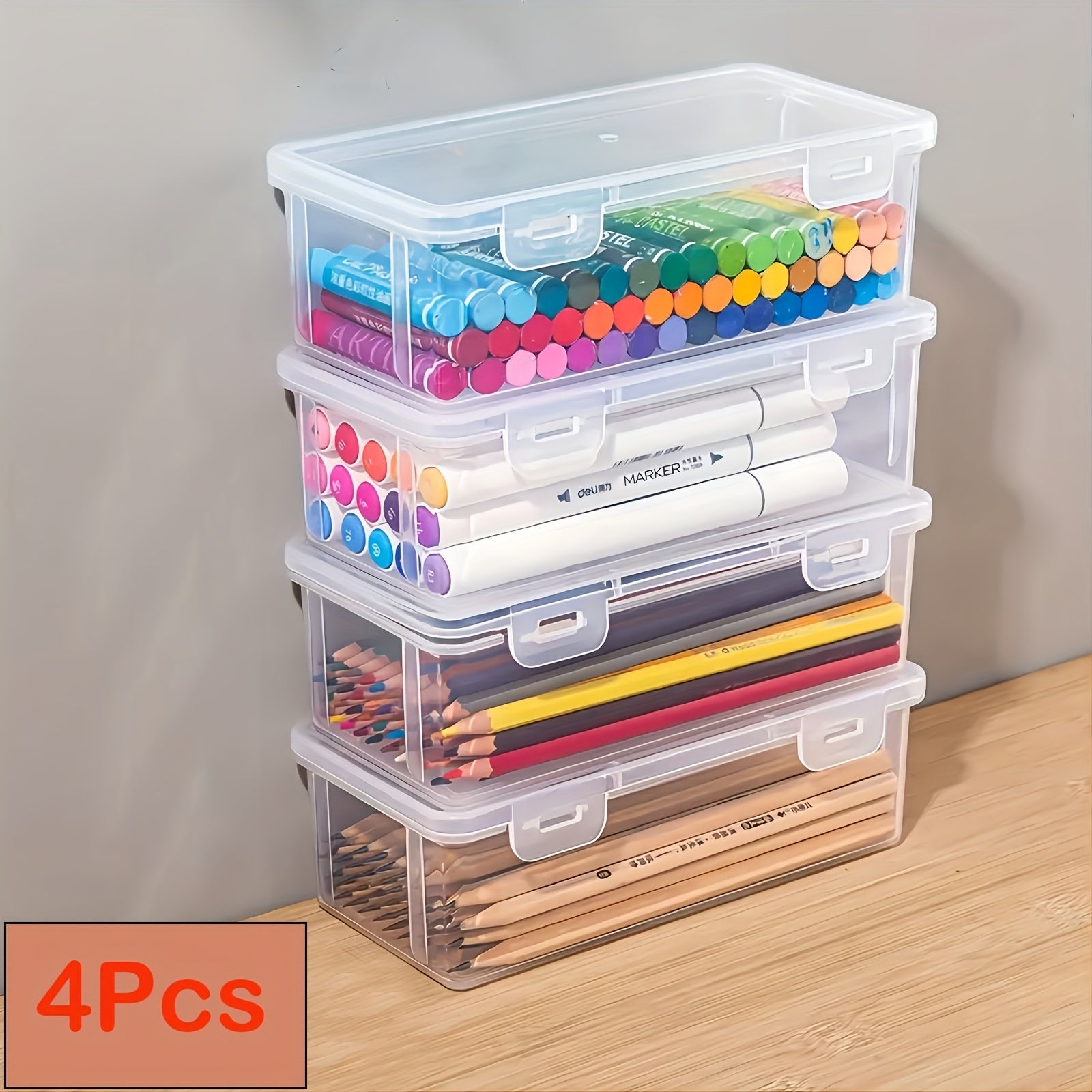 Large Capacity Transparent Plastic Pencil Cases for School Office Supplies