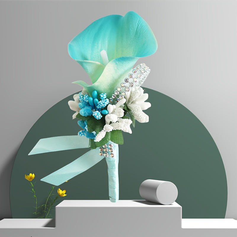 European-Style Artificial Calla Lily Corsage Set for Weddings and DIY Embellishments