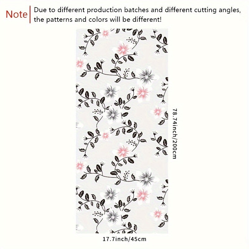 Floral Pattern Window Film Static Cling Privacy Glass Sticker for Home Decor