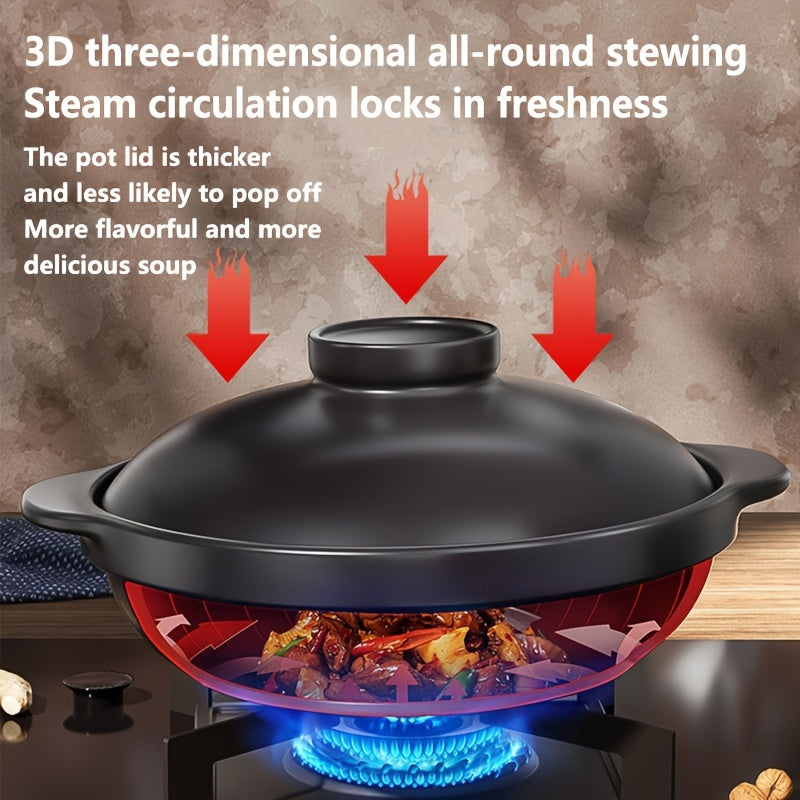 Ceramic Casserole Pot with Lid and Handles Thickened Heat-Resistant Non-Stick Durable for Home and Restaurant