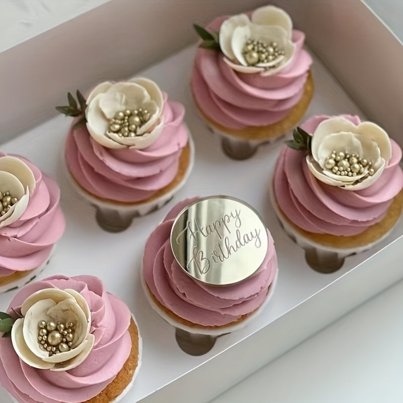 Set of 9 Acrylic Birthday Cake Toppers for Dessert Table and Cupcake Decoration