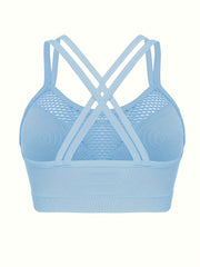 Women's Breathable Workout Sports Bra with Adjustable Straps and Cross-Back