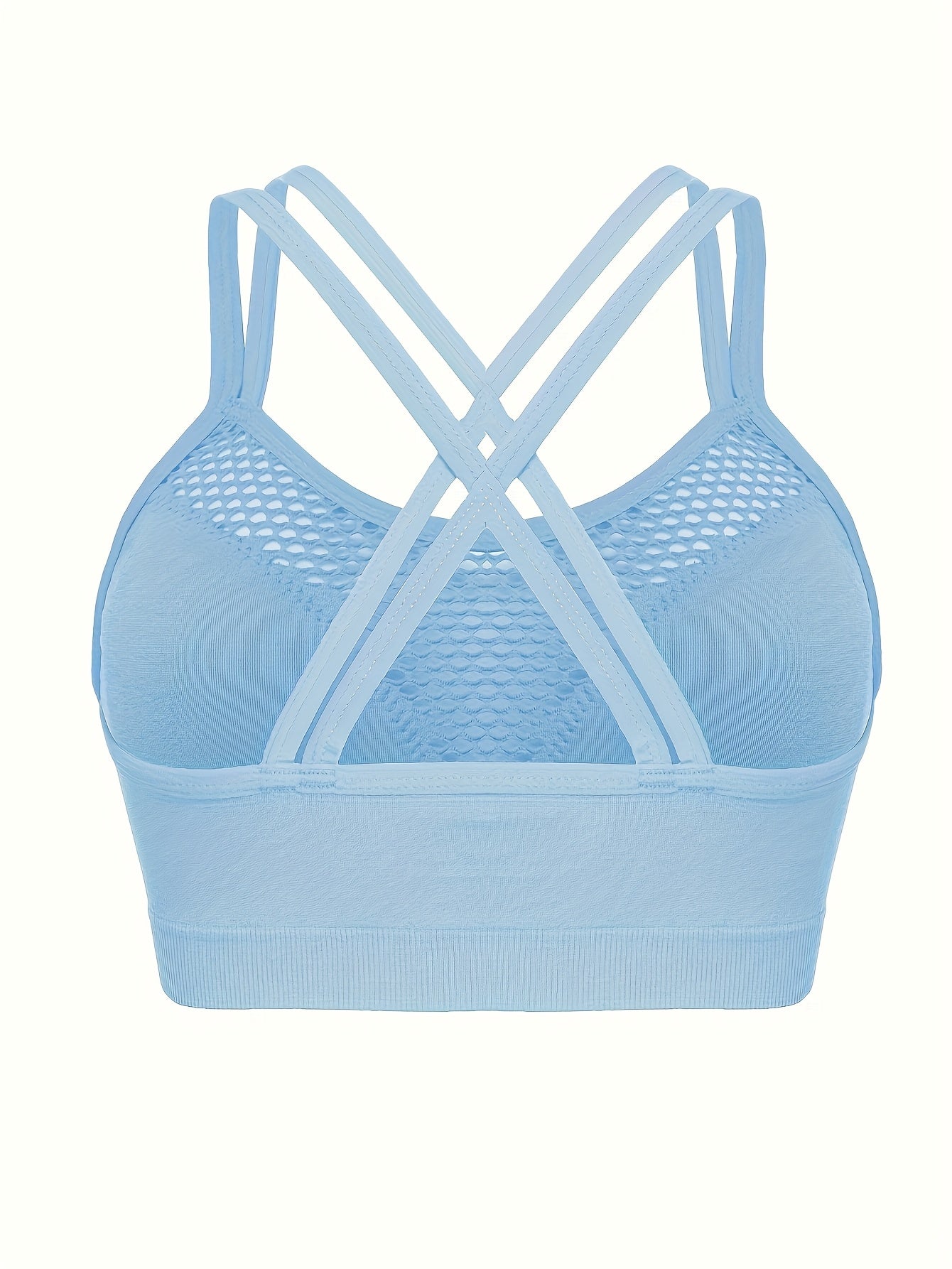 Women's Breathable Workout Sports Bra with Adjustable Straps and Cross-Back