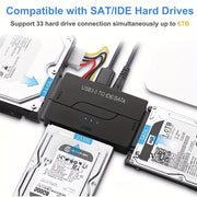 USB 3.0 SATA IDE Hard Drive Adapter Kit for 2.5 and 3.5 Inch HDD SSD