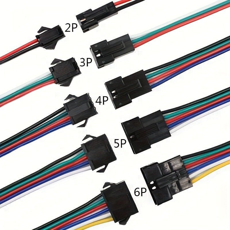 5 Pairs JST SM Series Male Female Cable Connectors for LED Strip Light Drivers 2/3/4/5/6 Pin
