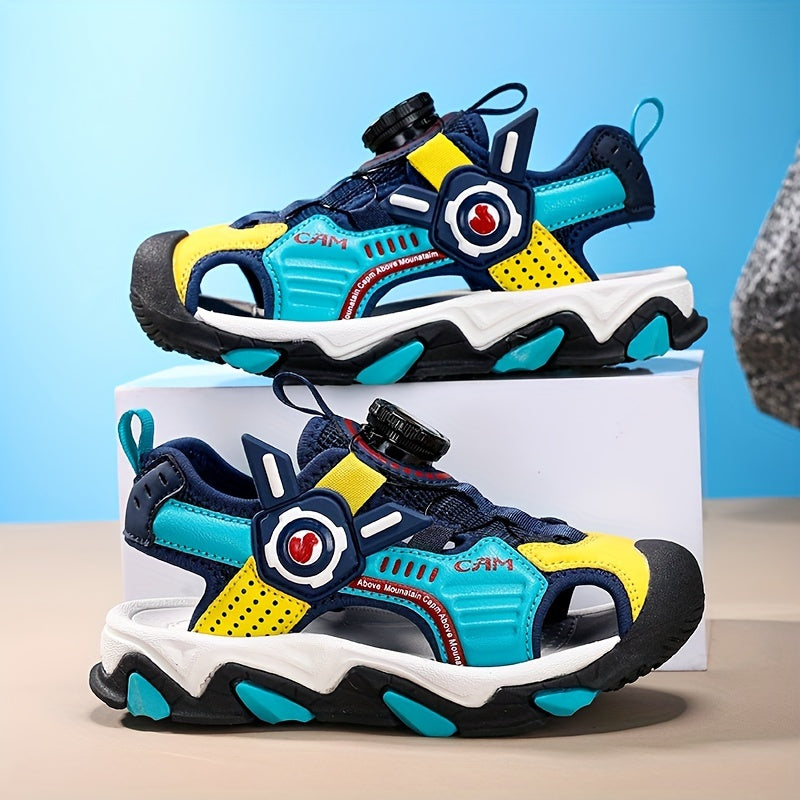 Детские вращающиеся ремешковые сандалии для мальчиков и девочек, легкие, противоскользящие, дышащие, повседневные пляжные и туристические туфли