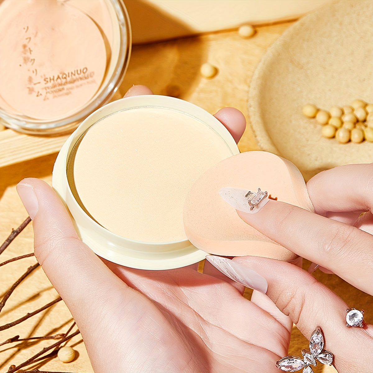 Polvo de acabado translúcido en compacto para ocultar contornear a prueba de agua control de grasa