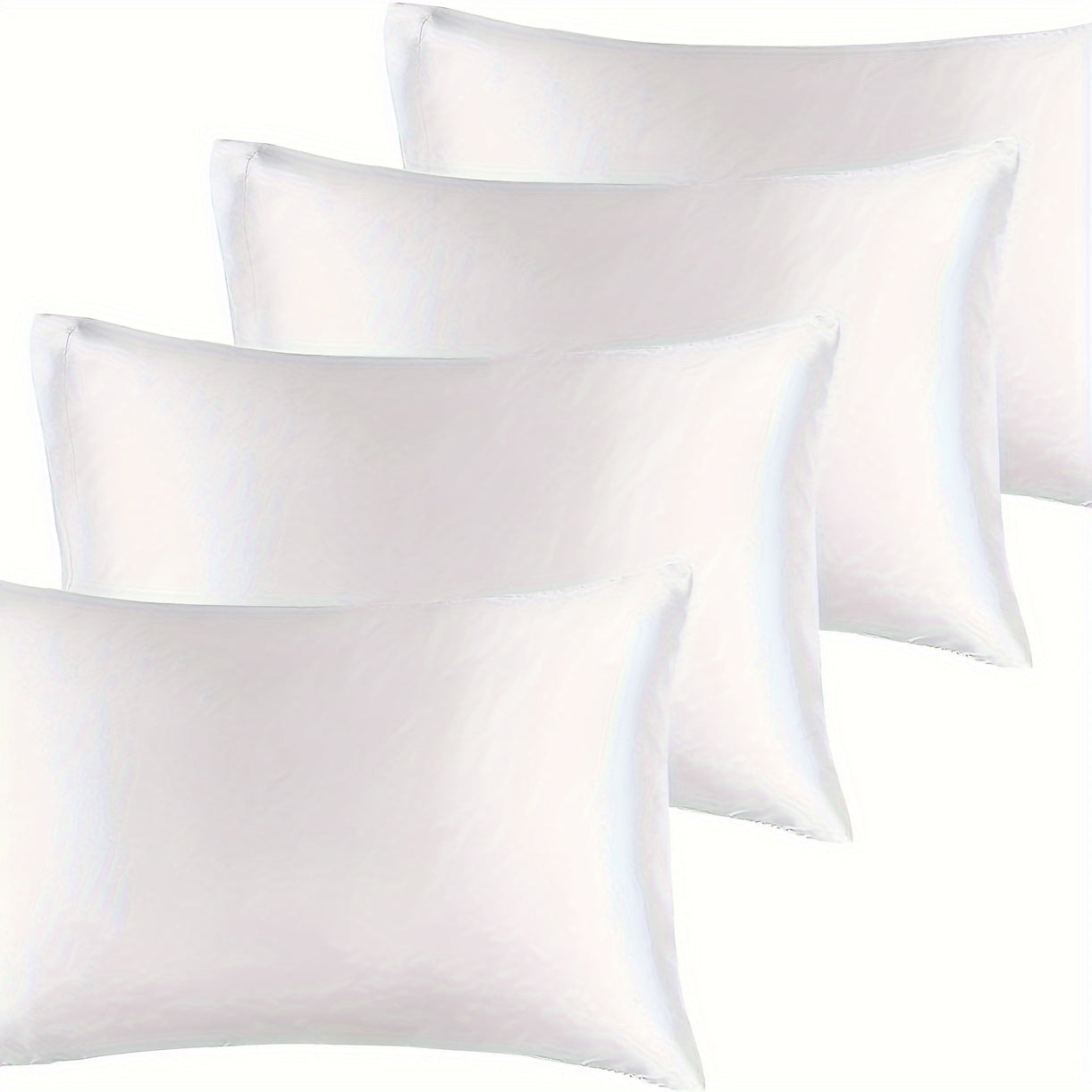 Set of Four Faux Silk Cushion Covers with Zipper