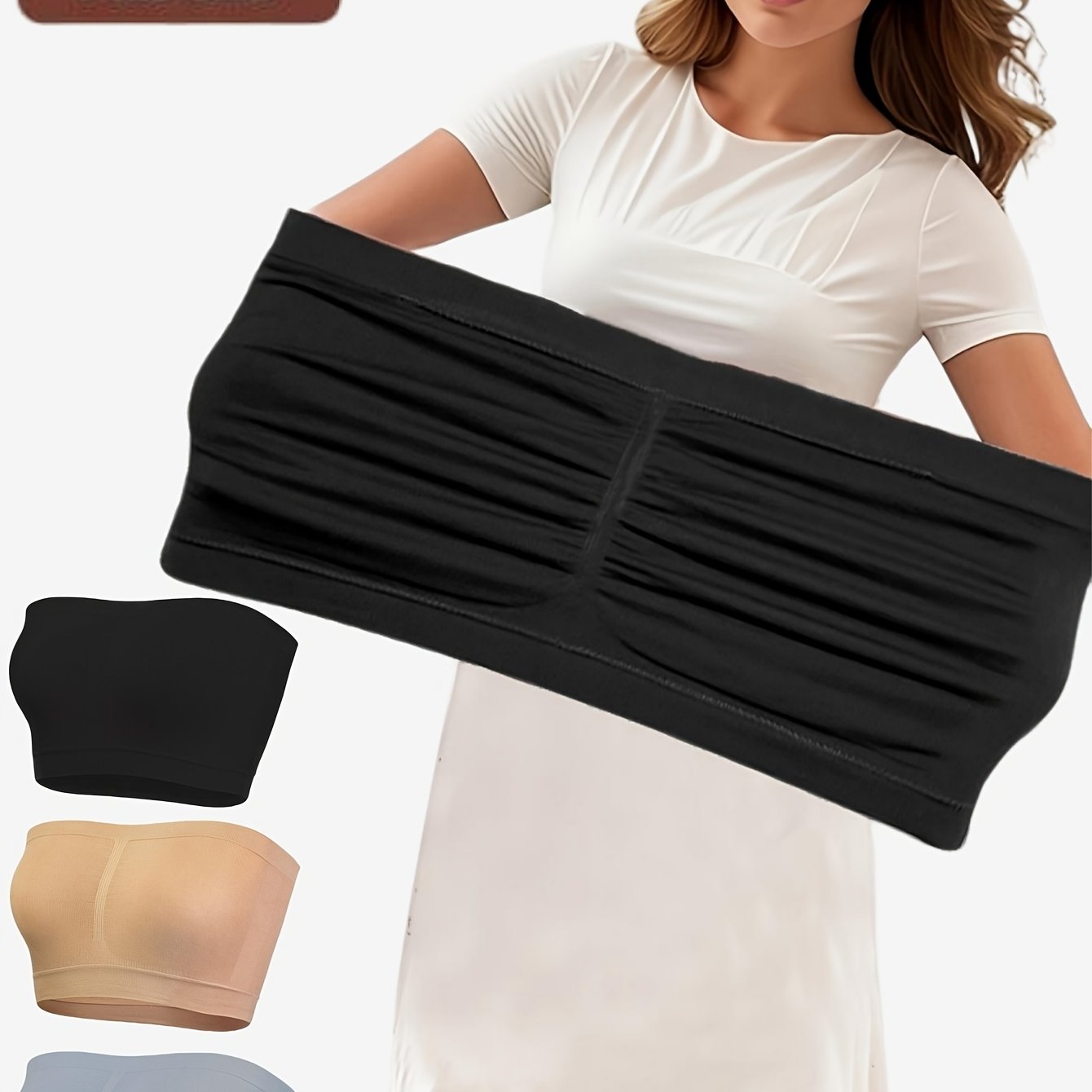 Women's Seamless Elastic Sports Bras Pack Breathable Strapless Yoga Crop Tops Black