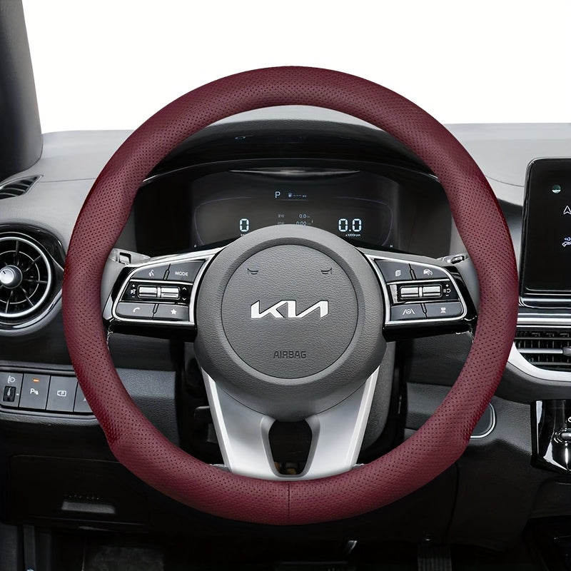 Universal Ultra-Thin Faux Leather Steering Wheel Cover Breathable Non-Slip